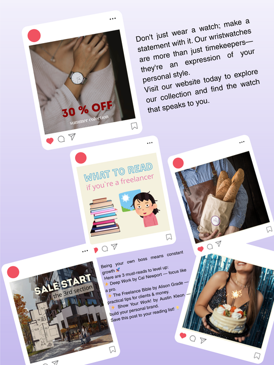 Social Media Posts (5 pieces, including text)